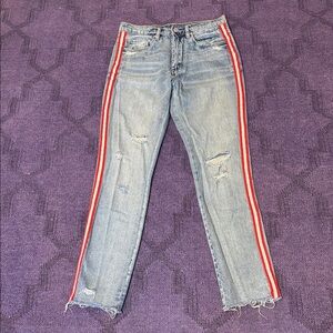 Blank NYC Light Blue Jeans with Red Stripes